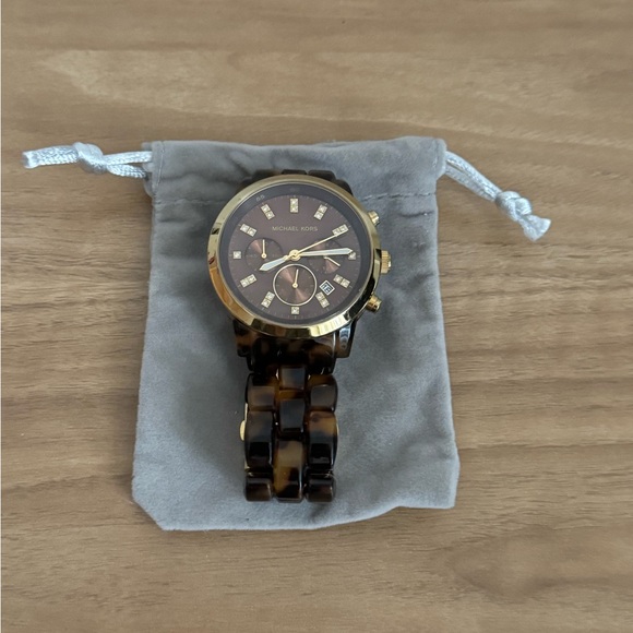 Michael Kors tortoiseshell watch, gold face